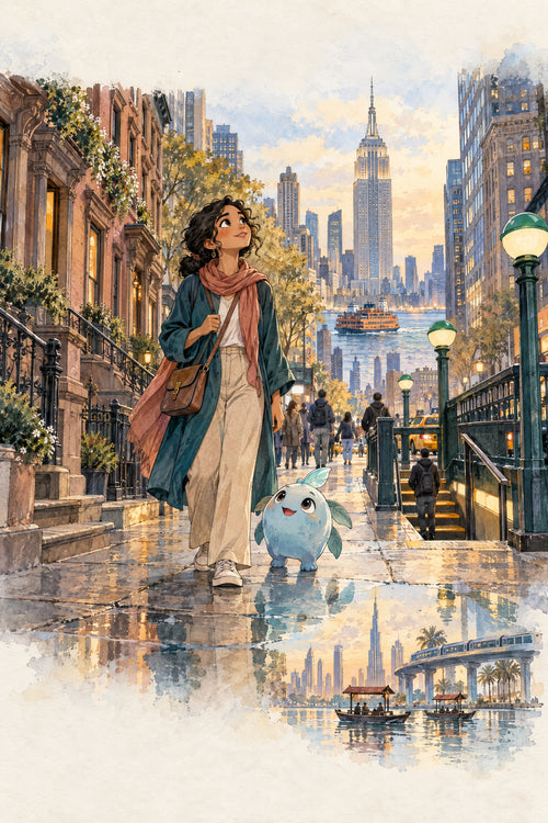 A Khaleeji’s Guide to Manhattan: New York × Dubai in English, Arabic, Hindi & Urdu (Watercolor Mini-Manga)
