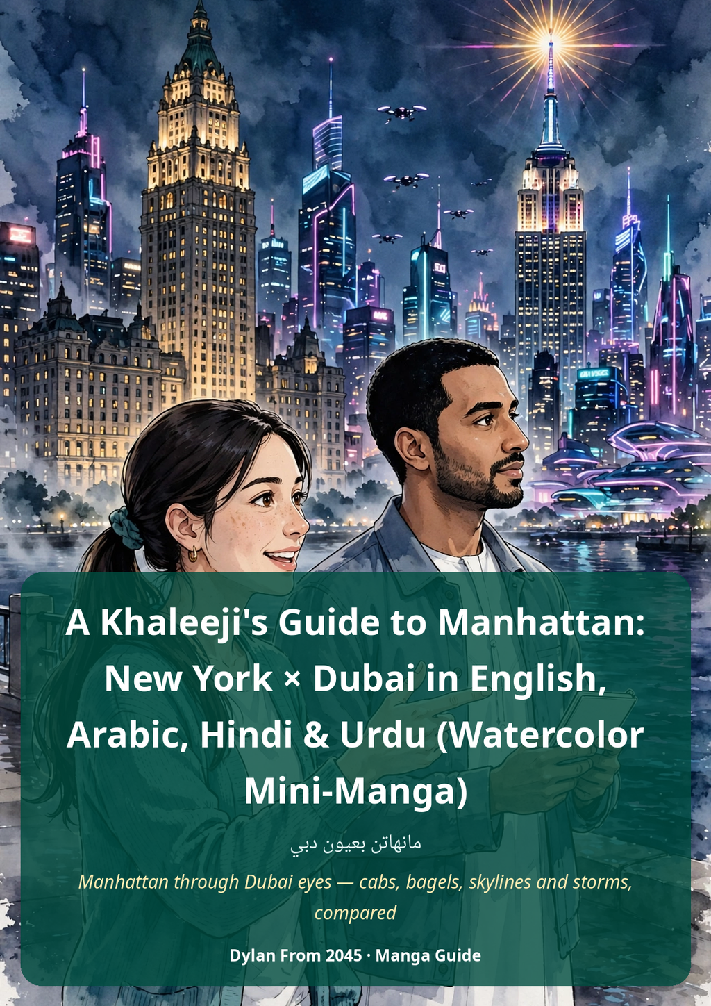A Khaleeji’s Guide to Manhattan: New York × Dubai in English, Arabic, Hindi & Urdu (Watercolor Mini-Manga)
