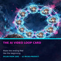 The AI Video Loop Card cover — futuristic cyberpunk watercolor manga art of a creator with a glowing circular video loop