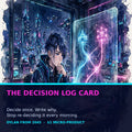 The Decision Log Card cover — a creator weighing two glowing paths in futuristic New York