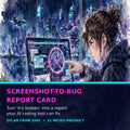Screenshot-to-Bug Report Card cover — futuristic cyberpunk watercolor manga